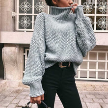 Load image into Gallery viewer, Turtleneck Pullover Women sweaters 2019 Autumn Winter Sweaters Knitted solid color loose knit pullover Female Loose Jumper