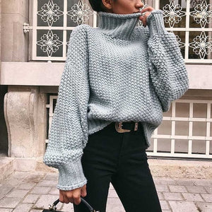 Turtleneck Pullover Women sweaters 2019 Autumn Winter Sweaters Knitted solid color loose knit pullover Female Loose Jumper