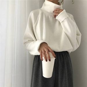 Ccibuy11 sweater Turtleneck Knitted Jumpers for Women Sweater Casual Loose Long Batwing Sleeve Crocheted Pullovers Streetwear