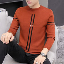 Load image into Gallery viewer, Autumn Winter Fashion Brand Clothing Men Knitted Sweater Thick Stripes Slim Fit Pullover Men 100% Cotton O-Neck Sweaters For Men