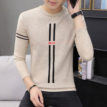 Load image into Gallery viewer, Autumn Winter Fashion Brand Clothing Men Knitted Sweater Thick Stripes Slim Fit Pullover Men 100% Cotton O-Neck Sweaters For Men