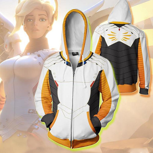 New OW Hooded Sweatshirts Genji DV.a Mercy Full Zip Thin Hoodies Cool Pullover Coat Jacket Cosplay Halloween Costume