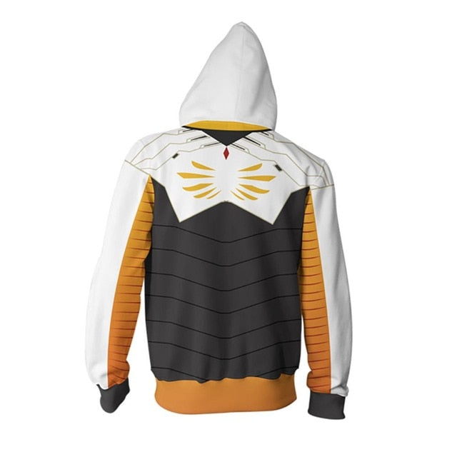 New OW Hooded Sweatshirts Genji DV.a Mercy Full Zip Thin Hoodies Cool Pullover Coat Jacket Cosplay Halloween Costume