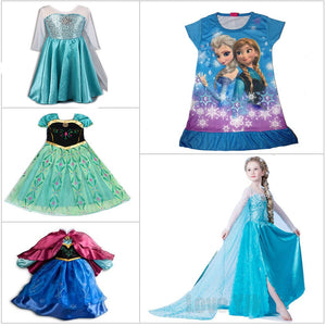 2019 Children Vestidos Fever Elsa Anna Dress For Girls Princess Dress Baby Cloth Summer Customs Kids Cosplay Party Girls Dresses