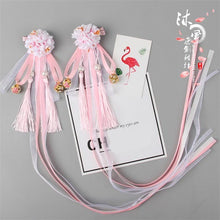 Load image into Gallery viewer, Chinese style Ribbon Tassel Cosplay Hair Accessories Hanfu Kimono Ancient Customs Lolita Women Headwear Side clip Hairpin