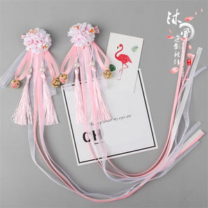 Chinese style Ribbon Tassel Cosplay Hair Accessories Hanfu Kimono Ancient Customs Lolita Women Headwear Side clip Hairpin