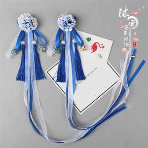 Chinese style Ribbon Tassel Cosplay Hair Accessories Hanfu Kimono Ancient Customs Lolita Women Headwear Side clip Hairpin