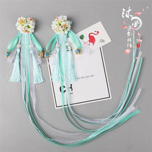 Load image into Gallery viewer, Chinese style Ribbon Tassel Cosplay Hair Accessories Hanfu Kimono Ancient Customs Lolita Women Headwear Side clip Hairpin