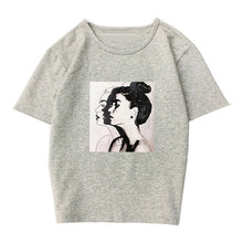 Load image into Gallery viewer, Fashion Summer Women Tshirt Hand-painted Girl Printed O-neck Ladies Clothing Harajuku Slim Fit T-shirt Soft Casual Tops Tee