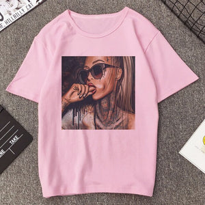 Vogue Sexy Lips Painted Lipstick Beauty Harajuku Summer T Shirt Women Arrivals Aesthetic Printed T-shirt Tops Casual Ropa Tshirt