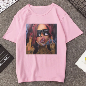 Vogue Sexy Lips Painted Lipstick Beauty Harajuku Summer T Shirt Women Arrivals Aesthetic Printed T-shirt Tops Casual Ropa Tshirt