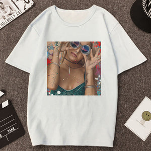 Vogue Sexy Lips Painted Lipstick Beauty Harajuku Summer T Shirt Women Arrivals Aesthetic Printed T-shirt Tops Casual Ropa Tshirt