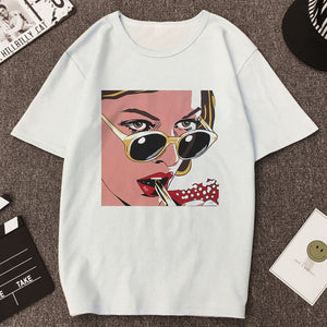 Vogue Sexy Lips Painted Lipstick Beauty Harajuku Summer T Shirt Women Arrivals Aesthetic Printed T-shirt Tops Casual Ropa Tshirt