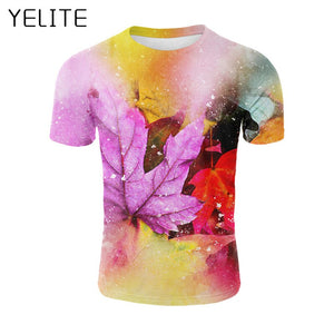 YELITE 2019 Newest Painted Bird Flower 3D T Shirt Men Tshirt Summer T-Shirt Casual Tops Short Trees Tiger Tees Male T-Shirt Hot