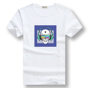 new T Shirt Off White Harajuku T Shirt Men Fashion Headset Print for Cool Boy and Men Streetwear Tshirt for Boyfriend Gift Tees