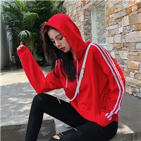 Load image into Gallery viewer, Autumn Sweatshirt Women Simple Warm Long Sleeve Pillovers Hoodies Harajuku Tops Striped Plus Velvet Loose Hooded Sweatshirts