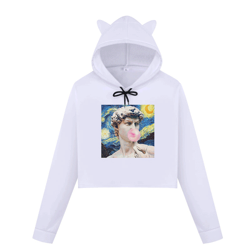 Michelangelo Winter Long Sleeved Sweatsirt Statue Bubble Gum Chewing Gum Fun Funny Harajuku Round Neck New Sweatshirt