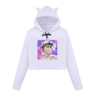 Michelangelo Winter Long Sleeved Sweatsirt Statue Bubble Gum Chewing Gum Fun Funny Harajuku Round Neck New Sweatshirt