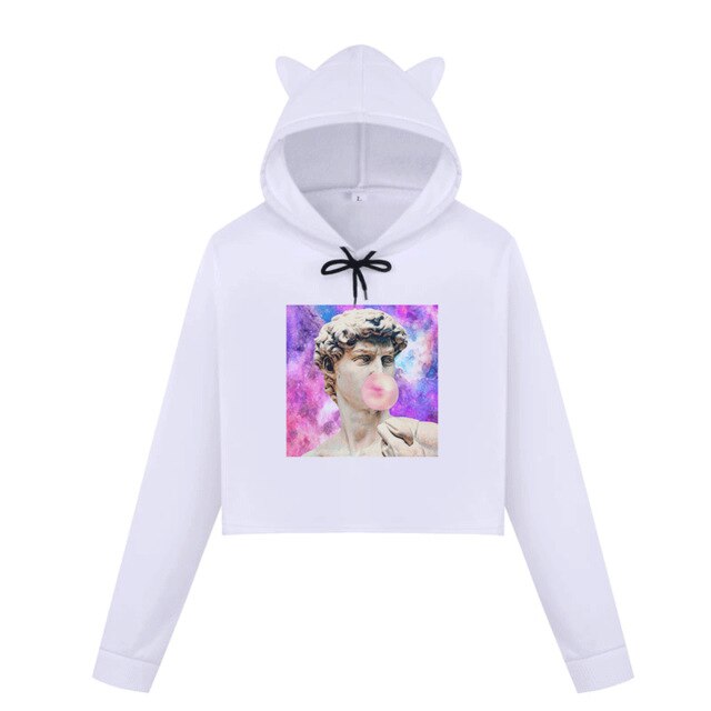 Michelangelo Winter Long Sleeved Sweatsirt Statue Bubble Gum Chewing Gum Fun Funny Harajuku Round Neck New Sweatshirt