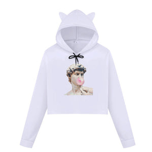 Michelangelo Winter Long Sleeved Sweatsirt Statue Bubble Gum Chewing Gum Fun Funny Harajuku Round Neck New Sweatshirt