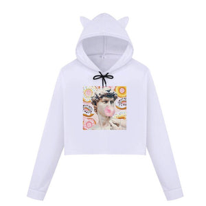 Michelangelo Winter Long Sleeved Sweatsirt Statue Bubble Gum Chewing Gum Fun Funny Harajuku Round Neck New Sweatshirt