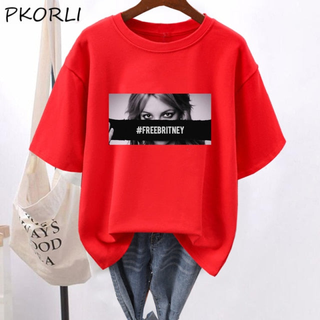 Britney Tee 90s Vintage Free Britney Women Men Y2K Hip-Hop Strrtwear Woman Tshirts Graphic Print Unisex Casual Cotton Tops