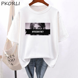 Britney Tee 90s Vintage Free Britney Women Men Y2K Hip-Hop Strrtwear Woman Tshirts Graphic Print Unisex Casual Cotton Tops