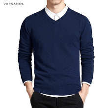 Load image into Gallery viewer, Varsanol Cotton Sweater Men Long Sleeve Pullovers Outwear Man V-Neck sweaters Tops Loose Solid Fit Knitting Clothing 8Colors New