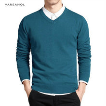 Load image into Gallery viewer, Varsanol Cotton Sweater Men Long Sleeve Pullovers Outwear Man V-Neck sweaters Tops Loose Solid Fit Knitting Clothing 8Colors New