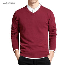 Load image into Gallery viewer, Varsanol Cotton Sweater Men Long Sleeve Pullovers Outwear Man V-Neck sweaters Tops Loose Solid Fit Knitting Clothing 8Colors New