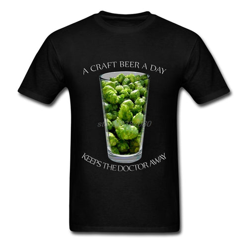 A Craft Beer a Day Printed T Shirts Latest Men O-Neck Tshirt Humor Short Sleeve Mens Tee