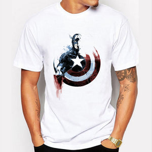 New Painted Design Captain America T Shirt Tops Summer Cool America  Captain T-shirt Men O-neck Tees Homme Tshirt