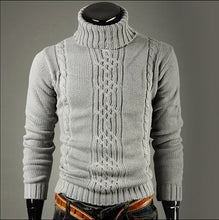 Load image into Gallery viewer, Men&#39;s Sweater High Lapel Pullover Jacquard Sweater Men&#39;s Linen Turtle Neck Sweater Men Clothes 2018Autumn Winter Fashion Clothes