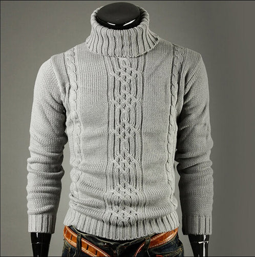 Men's Sweater High Lapel Pullover Jacquard Sweater Men's Linen Turtle Neck Sweater Men Clothes 2018Autumn Winter Fashion Clothes