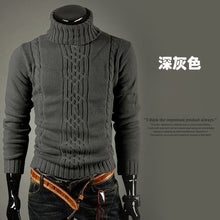 Load image into Gallery viewer, Men&#39;s Sweater High Lapel Pullover Jacquard Sweater Men&#39;s Linen Turtle Neck Sweater Men Clothes 2018Autumn Winter Fashion Clothes