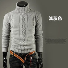 Load image into Gallery viewer, Men&#39;s Sweater High Lapel Pullover Jacquard Sweater Men&#39;s Linen Turtle Neck Sweater Men Clothes 2018Autumn Winter Fashion Clothes