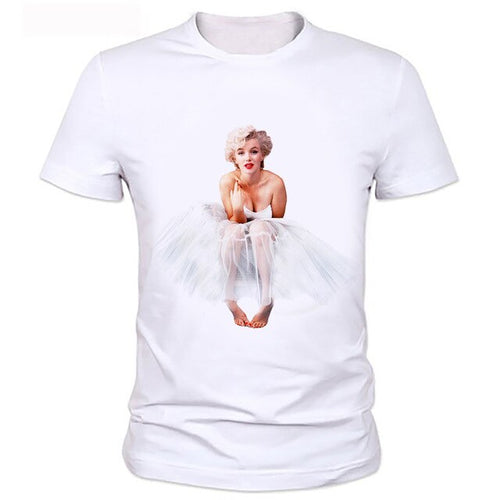 Sexy Marilyn Monroe Printed Tshirt For men Short Sleeve Casual Painted White Shirt Top Tee Big Size tops B2-89