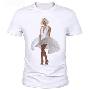 Sexy Marilyn Monroe Printed Tshirt For men Short Sleeve Casual Painted White Shirt Top Tee Big Size tops B2-89